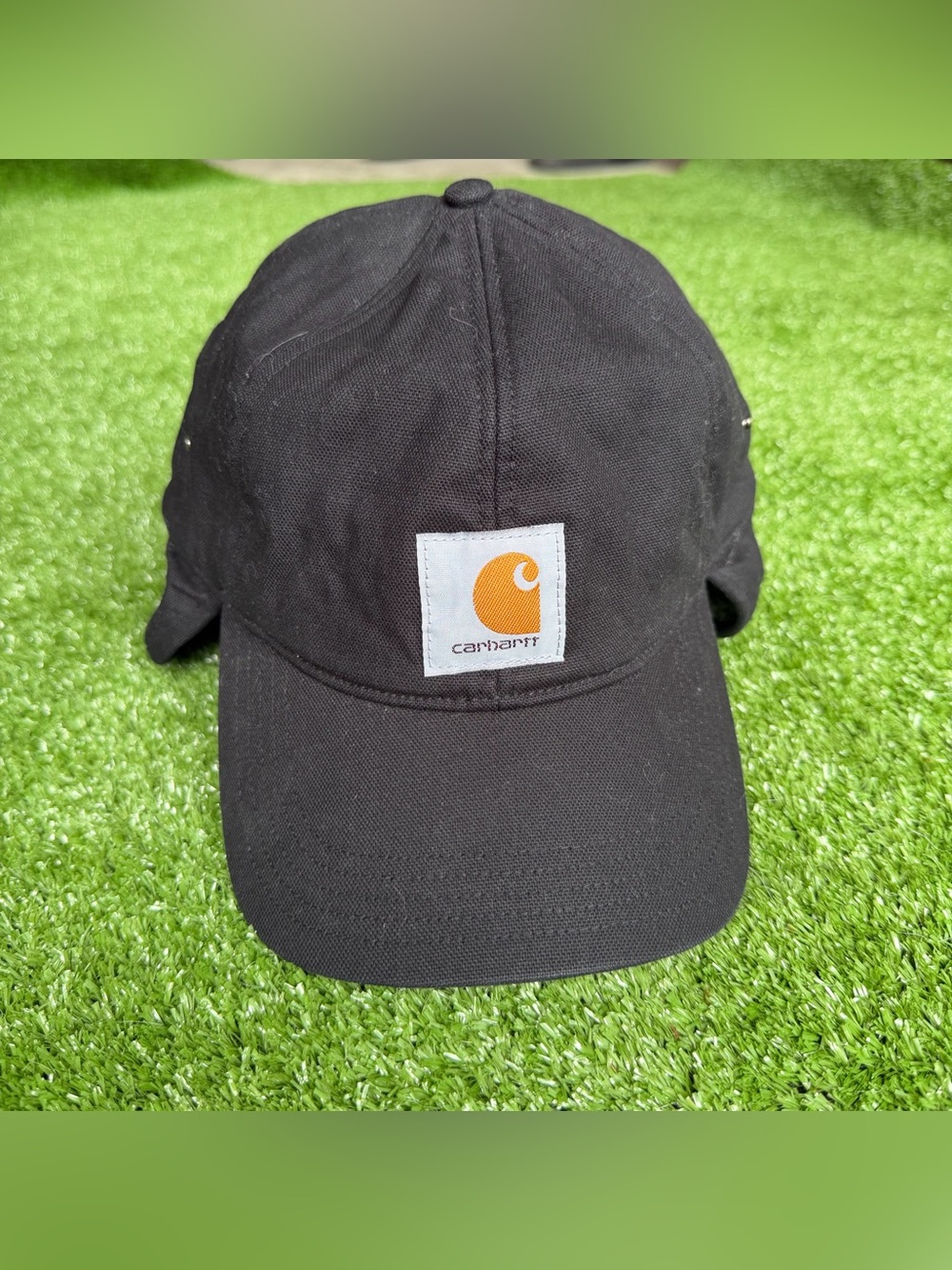 Carhartt Black Cap with Orange Logo Patch